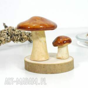 2 ceramiczne grzybki - domowy las dodatki do roślin, motyw lasu