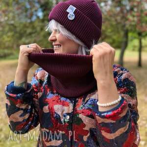 bawełniany mały komin bordo ciepły szalik z bawełny, damski bawełny buff