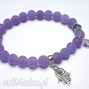 lavender hamsa jadeity, matowa, kamienie, swarovski