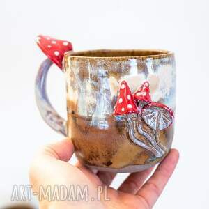 Prezent Duży kubek z Muchomorem handmade | Nakrapiana jesień | ok 500