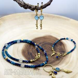 Kolczyki z chalcedonem Konik Morski, Srebro 925 w złotym pokryciu