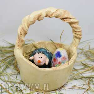 koszyk z ceramiki handmade piękna ozdoba, upominek, prezent