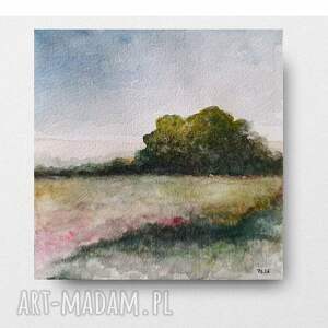 Akwarela Pejzaż 15x15 cm - ręcznie malowana Paulina Lebida (bez ramy)