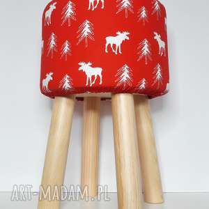 handmade pufa czerwony renifer - 45 cm