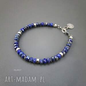 handmade bransoletka z lapis lazuli z blaszką