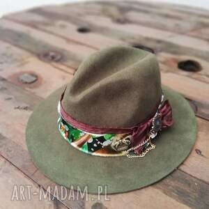 handmade dodatki zielona fedora