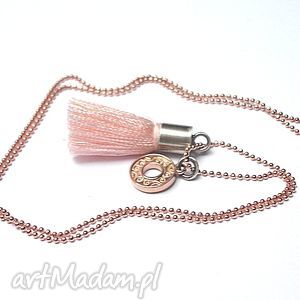 handmade naszyjniki chwościk pink & rose gold - naszyjnik