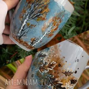 Ręcznie malowany kubek porcelanowy 400 ml na jesień