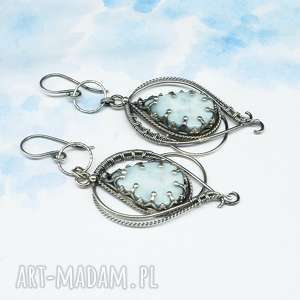 larimar wire wrapping, kolczyki lethias, orientalna biżuteria, minerał