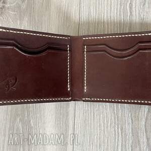 handmade brązowy portfel ze skóry ręcznie uszyty