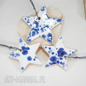 ręcznie zrobione pomysł na świąteczne prezenty 3 ceramiczne gwiazdki choinkowe