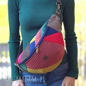 kolorowa patchworkowa nerka xxl, mini plecak nerkoplecak wiosenna saszetka jedna
