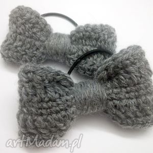 handmade ozdoby do włosów kokarda szara