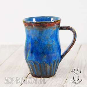 handmade ceramika kubek duży niebieski