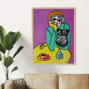 carmenlotsu obraz olejny babcia ze sznaucerem salonu obrazy