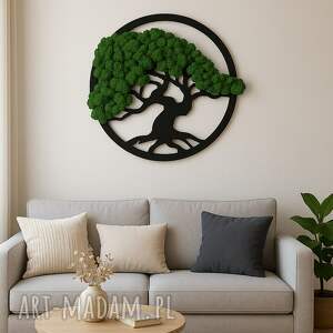 bonsai z mchem chrobotkiem drzewo dekoracja ażurowa żywy obraz 50 cm, mech