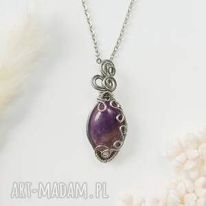 Prezent Naszyjnik Ametyst stal chirurgiczna wisiorek handmade