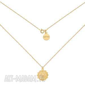 złoty naszyjnik ze słońcem słoneczko sun, pozłacany