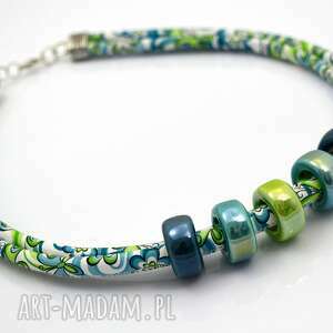 ręczne wykonanie naszyjniki naszyjnik florales green&turquoise