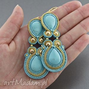 kolczyki soutache long turquoise - Kavrila