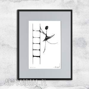 grafika z ramą - dziewczynka na drabinie 87 dekoracja ścianę