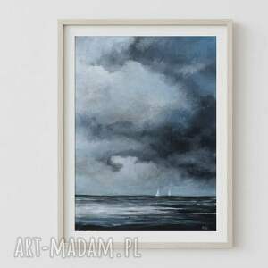 Obraz morze 40 x 30 cm - ręcznie malowany akryl