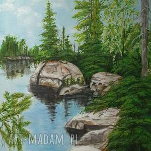 Prezent ZESTAW PEJZAŻY RĘCZNIE MALOWANYCH NA PŁÓTNIE KAMIENNE SZEPTY