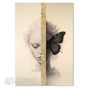plakat - kobieta i motyl 50x70 cm 2 0290, plakaty na ścianę do salonu