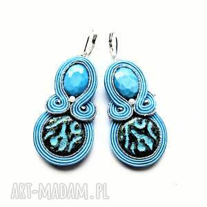 Blue Crystal haftowane, kolczyki sutasz