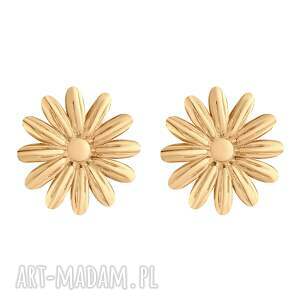 złote kolczyki stokrotki pozłacane sztyfty, delikatne