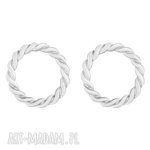 Srebrne plecione kółeczka, kolczyki, srebro, koła, sztyfty