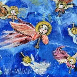 aniolki na plotnie, 30x40x1 cm, obrazy do pokoju dziecka obraz miłość