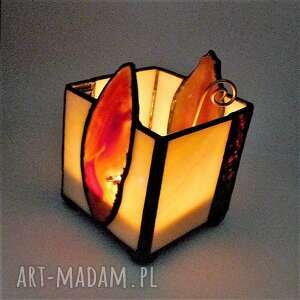 prezent świecznik lampion z agatami handmade, nastrojowe światło zapewnione