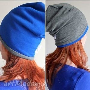 handmade dodatki dwustronna dwukolorowa czapka beanie dresowa