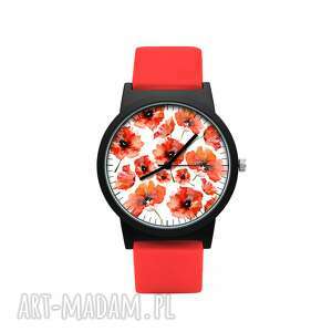 zegarki zegarek z silikonowym paskiem maki, kwiatowy ludowy, folk, kolorowy