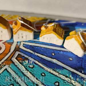 Domki ceramiczne mini 4 szt z zawieszką - kolorowe handmade