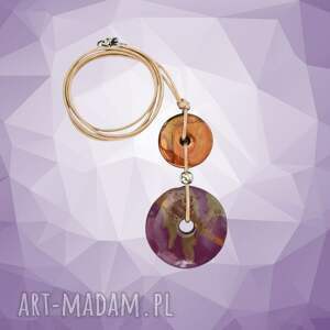 wisior ronee z ceramiką fioletowo - miedziany naszyjnik wisiorem
