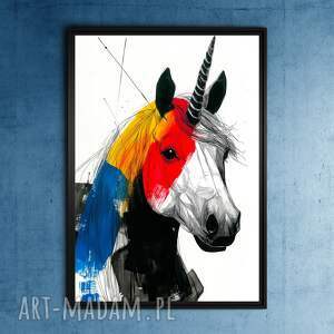 jednorożec - grafika na plakacie A3, plakat unikat magia prezent