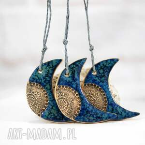 handmade upominki święta księżyce z mandalą - ceramiczne ozdoby