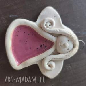Anioł ceramiczny w kolorowej sukience - rękodzieło