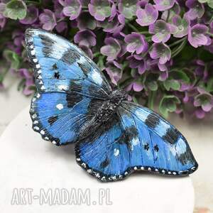 handmade broszki duża broszka - niebieski motyl