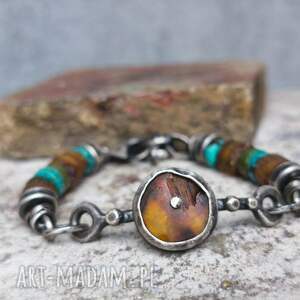bursztyny, turkusy, bransoletka z turkusami