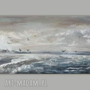 Sztorm nad morzem - morski pejzaż panoramiczny ze strukturą w palecie