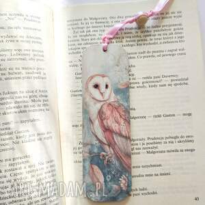 zakładka do książki - mądra jak sowa drewniana, pastelowe kolory