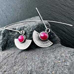 shambala orientalne kolczyki srebrne wachlarze z agatem fuksja biżuteria