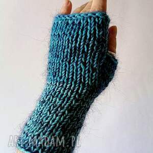 rękawiczki mitenki na drutach, prezent