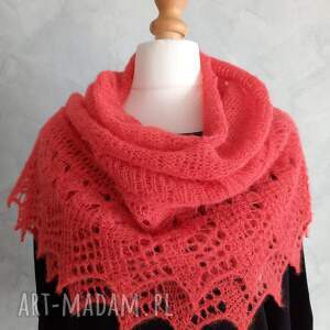 Prezent Chusta z alpaki i jedwabiu ręcznie robiona na drutach