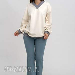 Komplet damski COMFORT wanilia/niebieski, bluza