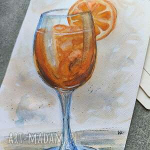 upominek święta Włoska inspiracja Aperol Spritz drink obraz akwarela