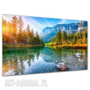 Obraz na płótnie góry, jezioro i las 120x80 cm